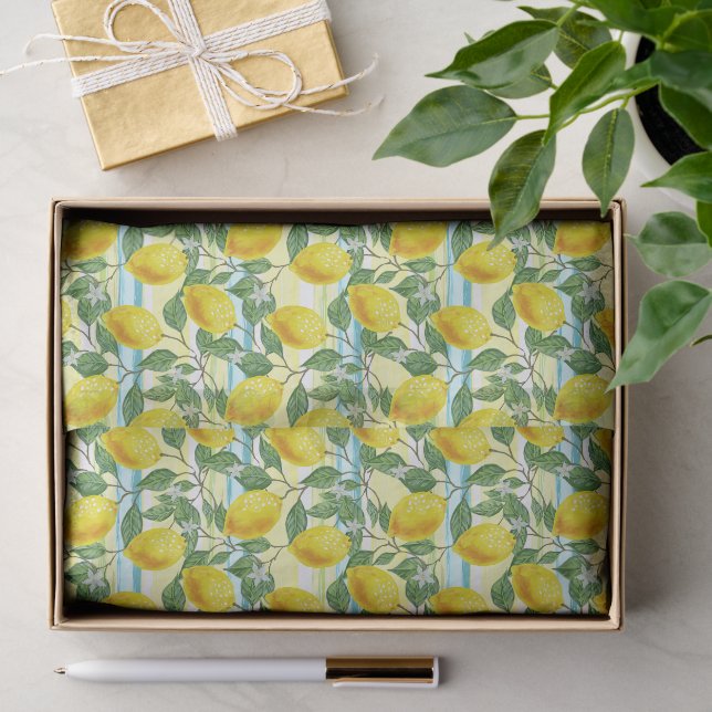 Niedliches mediterranes Sommerlemon Seidenpapier (Geschenk)