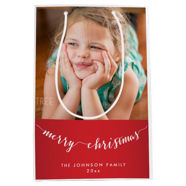 Niedliches Medium Personalisiert Frohe Weihnachtsg Mittlere Geschenktüte (Vorderseite)