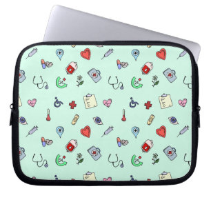 Niedliches medizinisches Icon-Muster Laptopschutzhülle
