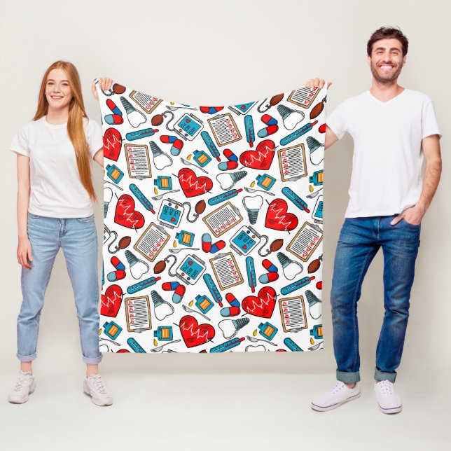 Niedliches medizinisches Krankenpflegethema gemisc Fleecedecke (Beispiel)