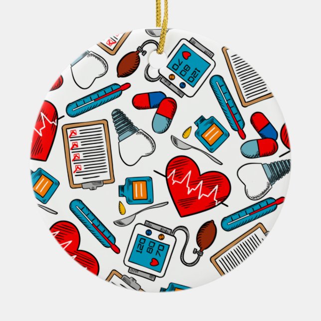 Niedliches medizinisches Krankenpflegethema gemisc Keramik Ornament (Vorne)