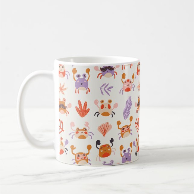 Niedliches Meer Freunde Korkkrebs Wasserfarbe Kaffeetasse (Links)