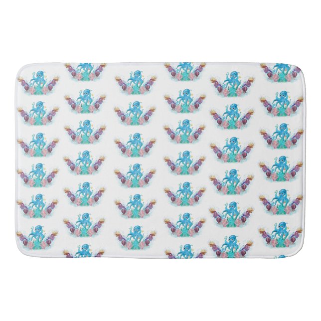 Niedliches Meer Octopus bunt Bath Mat Badematte (Vorderseite)