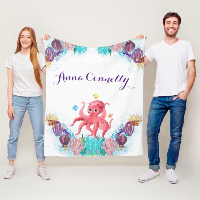 Niedliches Meer Octopus bunt farbiges Kinderzimmer Fleecedecke (Beispiel)