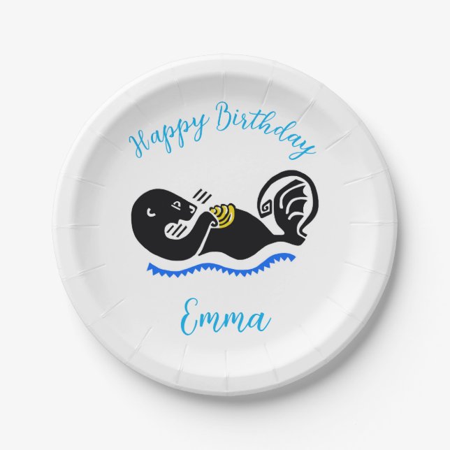 Niedliches Meer OTTER - Happy Birthday - Party Pappteller (Vorderseite)