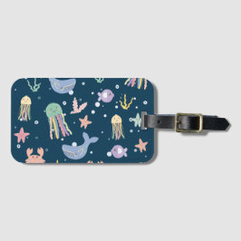 Niedliches Meeresleben Nahtloses Muster Gepäckanhänger