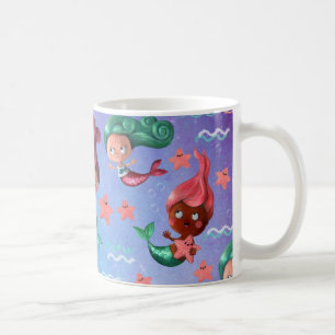 Niedliches Meerjungfrau-Muster Kaffeetasse