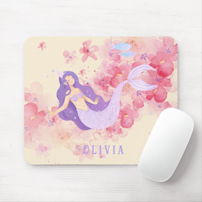 Niedliches Meerjungfrau Rosa Unterwasser für klein Mousepad (Mit Mouse)
