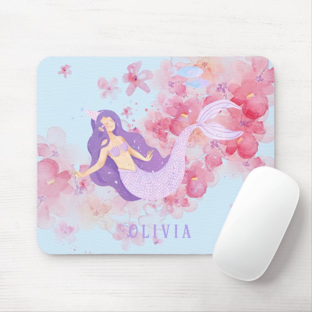 Niedliches Meerjungfrau Rosa Unterwasser für klein Mousepad (Mit Mouse)