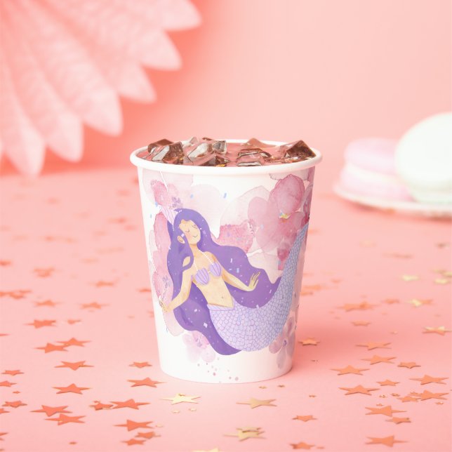 Niedliches Meerjungfrau Rosa Unterwasser für klein Pappbecher (Insitu)
