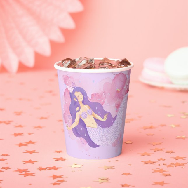 Niedliches Meerjungfrau Rosa Unterwasser für klein Pappbecher (Insitu)