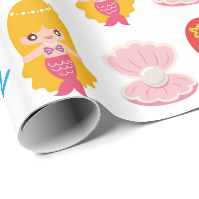 Niedliches Meerjungfraumuster-Verpackungspapier Geschenkpapier (Rolleneckpunkt)