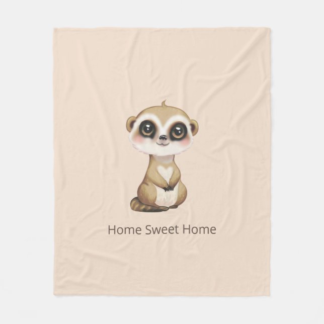 Niedliches Meerkat auf hellsandigen Beige Fleecedecke (Vorderseite)