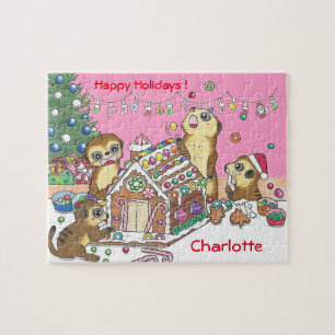 Niedliches Meerkats Puzzle pink personalisieren