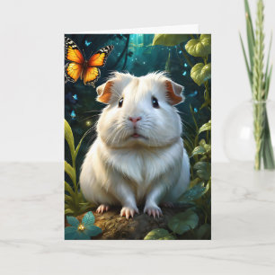 Niedliches Meerschweinchen im Wald mit Schmetterli Karte