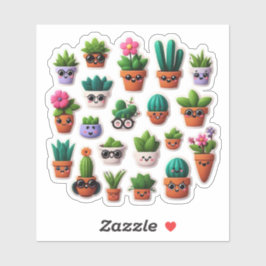 Niedliches mehrfarbiges Kawaii Pflanze Sticker Set
