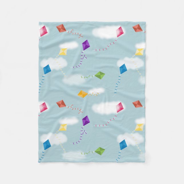 Niedliches mehrfarbiges Kites Kids-Muster Fleecedecke (Vorderseite)