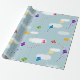 Niedliches mehrfarbiges Kites Kids-Muster Geschenkpapier