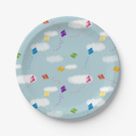 Niedliches mehrfarbiges Kites Kids-Muster Pappteller