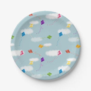 Niedliches mehrfarbiges Kites Kids-Muster Pappteller