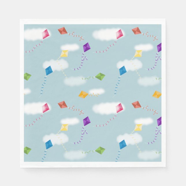 Niedliches mehrfarbiges Kites Kids-Muster Serviette (Vorderseite)