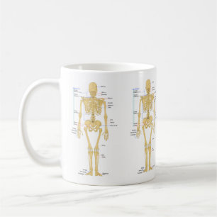 Niedliches menschliches Skelett mit Etiketten Kaffeetasse