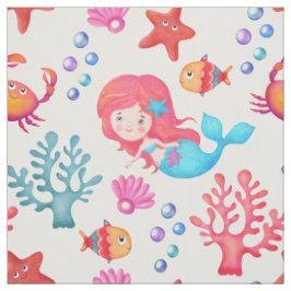 Niedliches Mermaid-Muster Unterwasserthemenprogram Stoff