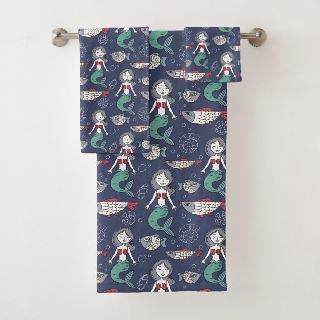 Niedliches Mermaid Pattern Handtuchhandtuch Set (Insitu)
