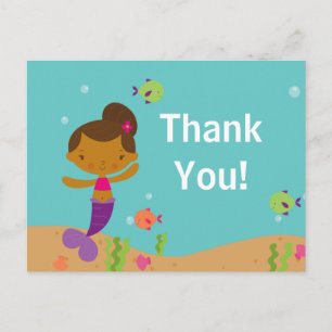 Niedliches Mermaid Pool Party Vielen Dank Hinweis Postkarte
