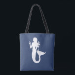niedliches MERMAID-Thema | Tasche<br><div class="desc">Dieses niedliche, lustige Muster mit einem schattigen zeichn einer Meerjungfrau verleiht Ihrem Kleiderschrank einen eklektischen Charakter! | FUN SOLIDE WEISSE SILHOUETTE MERMAID FOMAID BILD AUF EINEM SOLIDEN TROPISCHEN BLAUE HINTERGRUND | WEISSISCHES MEERESLEBEN | OCEAN | STRAND | FUN | SOMMER | DREAMS | GLÜCKLICH | HÜBSCH | CHIC DESIGN THEMA...</div>
