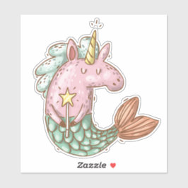 Niedliches Mermaid Unicorn Fantasy Animal Aufkleber