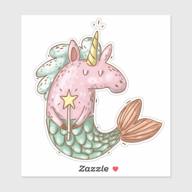 Niedliches Mermaid Unicorn Fantasy Animal Aufkleber (Blatt)