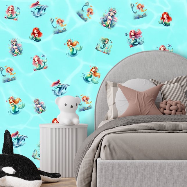 Niedliches Mermaids Thema Kinderspielzimmer Tapete (Von Creator hochgeladen)