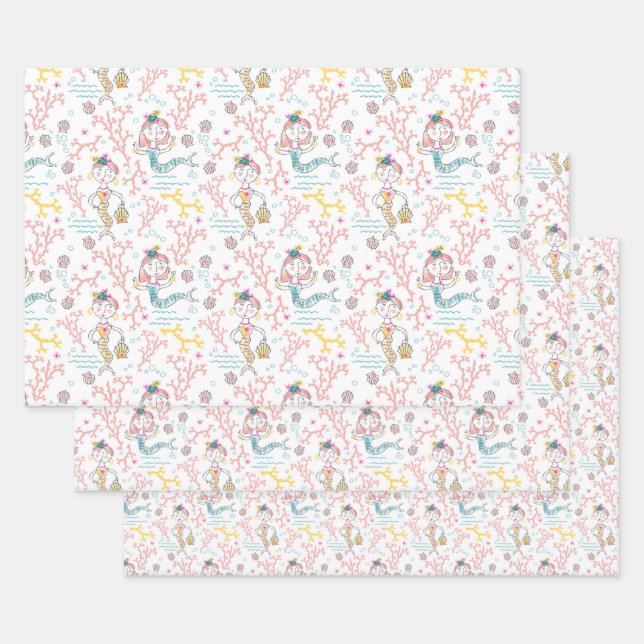 Niedliches Mermaied Craft Decoupage Scrapbook und  Geschenkpapier Set (Set)