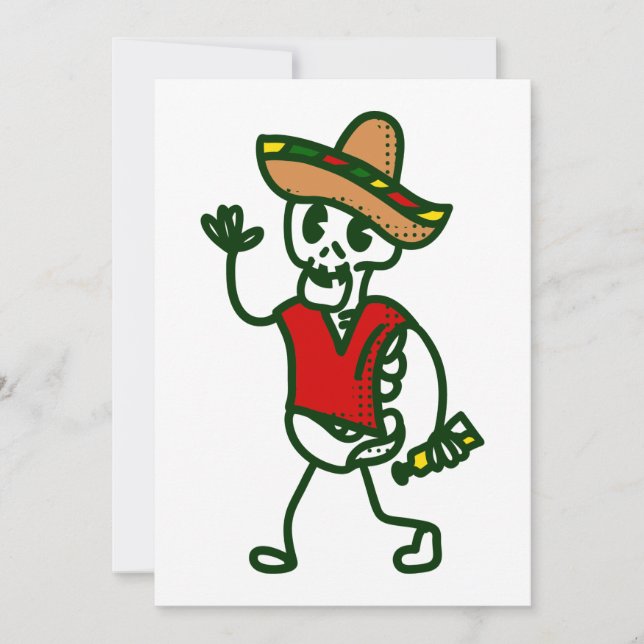 niedliches mexicanisches Cinco de mayo skelett Einladung (Vorderseite)