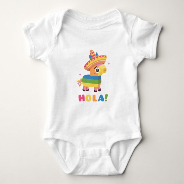 Niedliches mexikanisches Happy Pinata Hola Baby Strampler (Vorderseite)