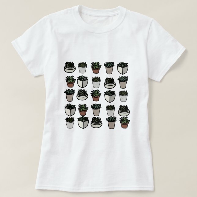 Niedliches Mini-Sukkularmuster T-Shirt (Design vorne)