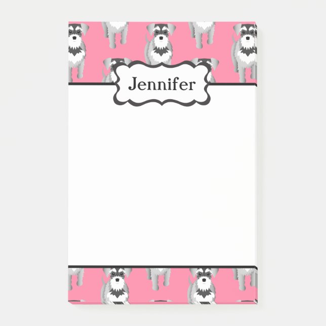 Niedliches Miniaturschnauzer-Welpen-Muster Post-it Klebezettel (Vorderseite)
