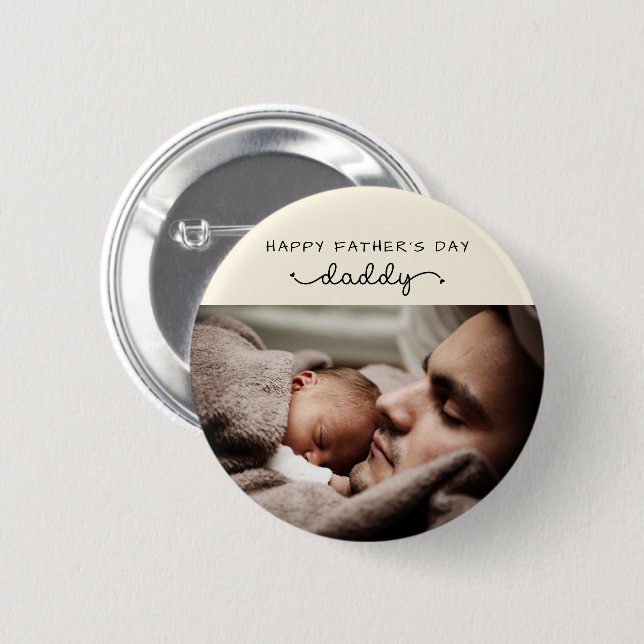 Niedliches Minimalistisches Foto des eigenen Vater Button (Vorne & Hinten)