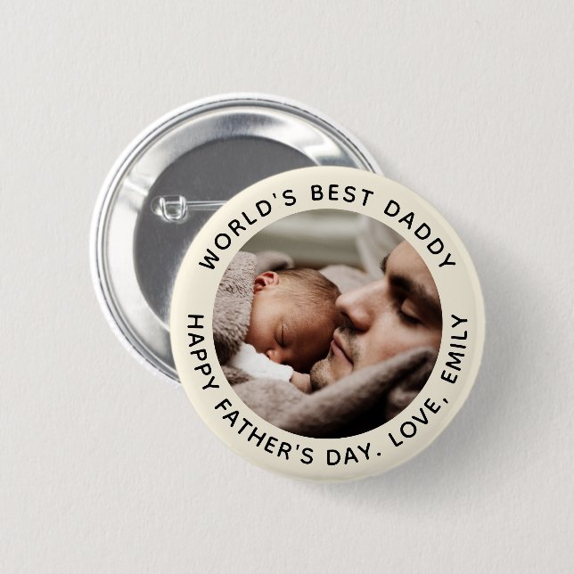 Niedliches Minimalistisches Foto des eigenen Vater Button (Vorne & Hinten)
