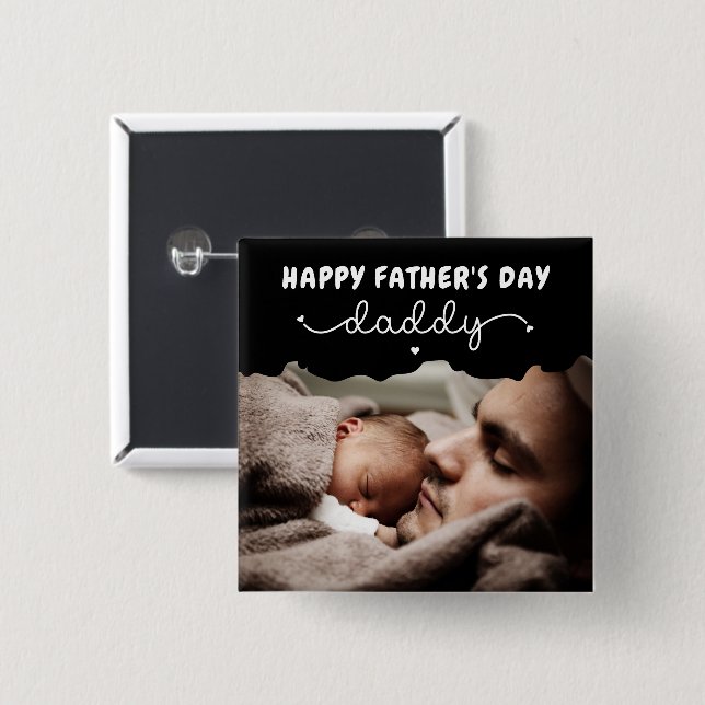 Niedliches Minimalistisches Foto des eigenen Vater Button (Vorne & Hinten)