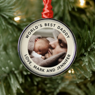 Niedliches Minimalistisches Foto des eigenen Vater Ornament Aus Metall
