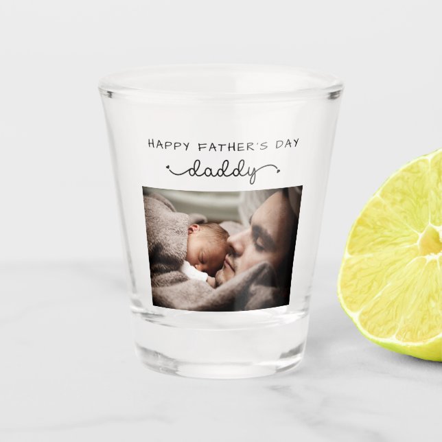 Niedliches Minimalistisches Foto des eigenen Vater Schnapsglas (Vorderseite)