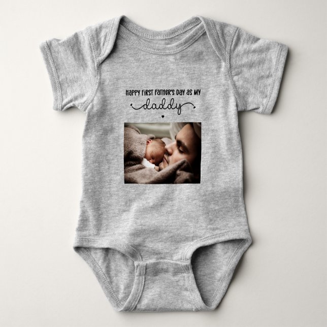 Niedliches Minimalistisches Foto des ersten Vaters Baby Strampler (Vorderseite)