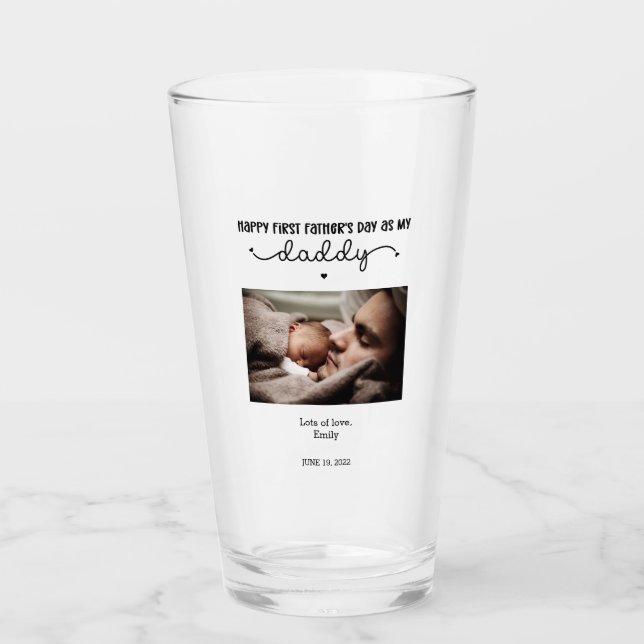 Niedliches Minimalistisches Foto des ersten Vaters Glas (Vorderseite)