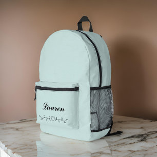 Niedliches Minimalistisches Herz Grüne Blätter Pas Bedruckter Rucksack