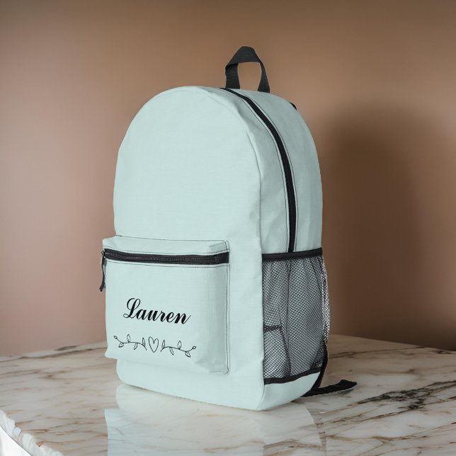 Niedliches Minimalistisches Herz Grüne Blätter Pas Bedruckter Rucksack (Von Creator hochgeladen)