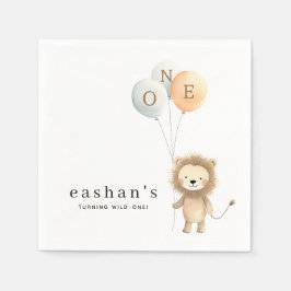 Niedliches Minimalistisches Little Lion 1. Geburts Serviette