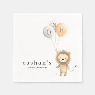 Niedliches Minimalistisches Little Lion 1. Geburts Serviette