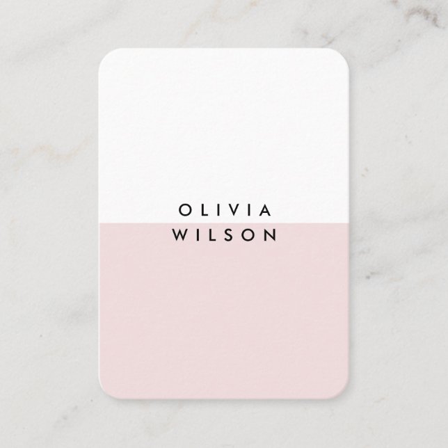 Niedliches Minimalistisches Rosa Weiß Visitenkarte (Vorderseite)